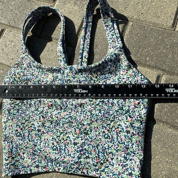Sage Collective Set Sport Bra And Biker Short Floral Blue Static Ditsy NWT XS - Picture 3 of 13